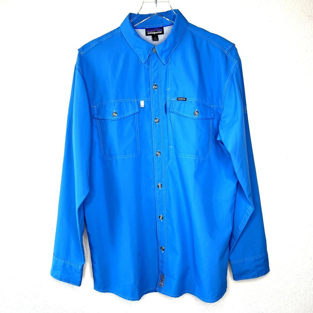 Patagonia Men's Long Sleeved Sol Patrol II Shirt Blue Button Down UPF 50 MEDIUM